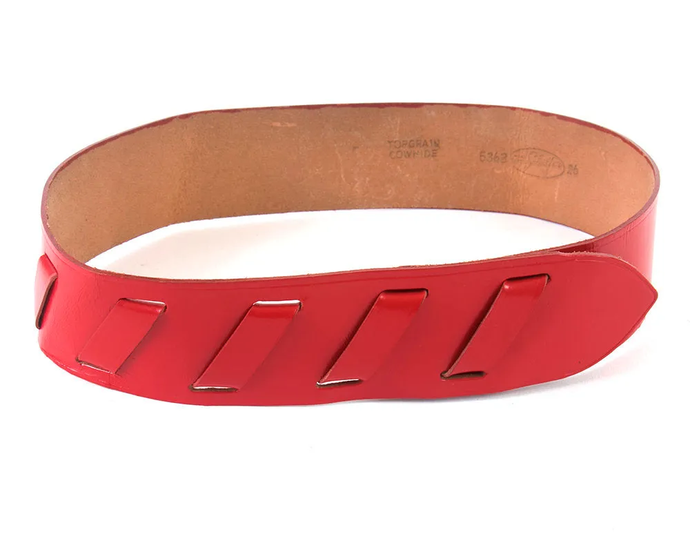 1950s 1960s Red Leather Laced Cinch Belt | small/medium