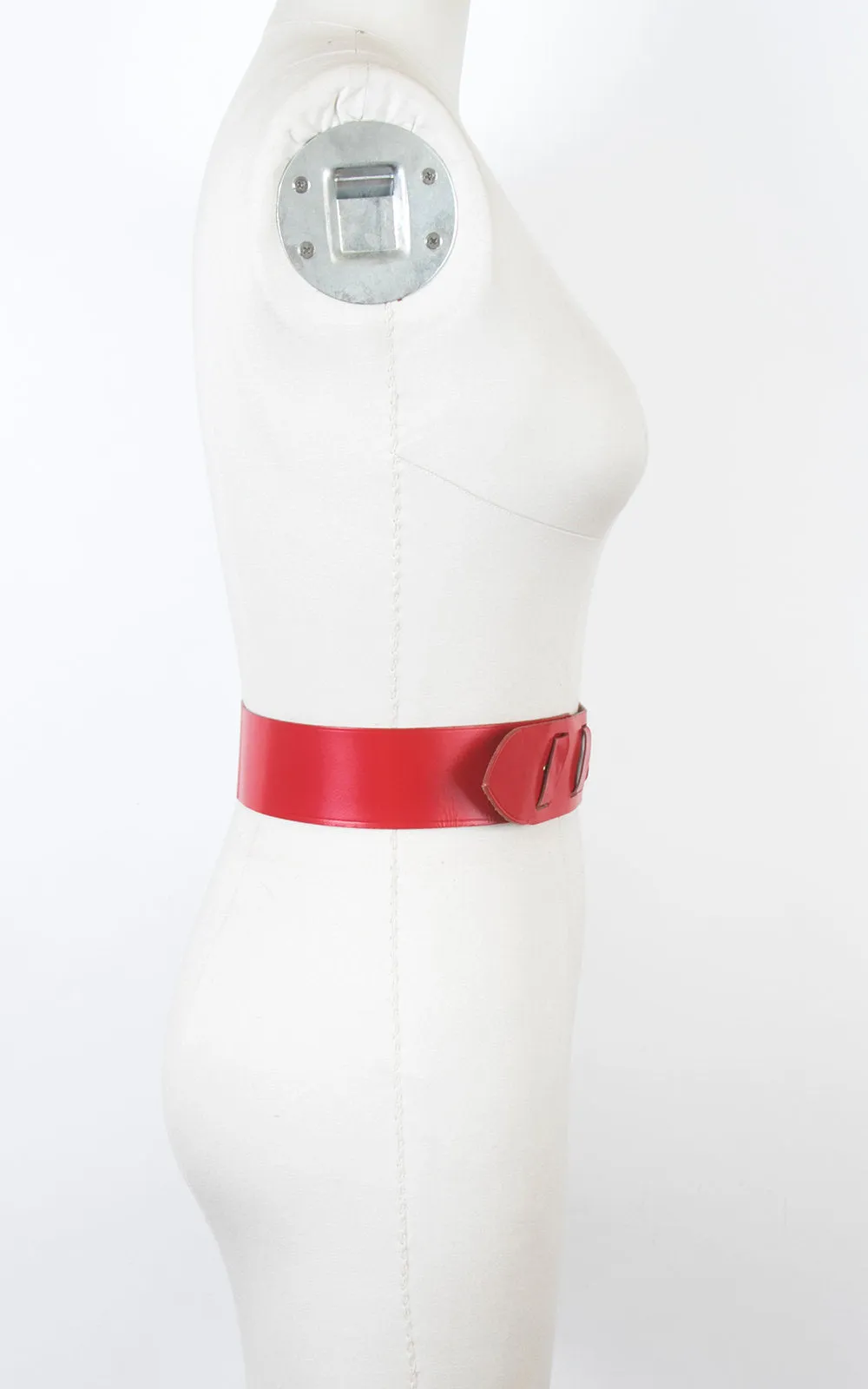 1950s 1960s Red Leather Laced Cinch Belt | small/medium