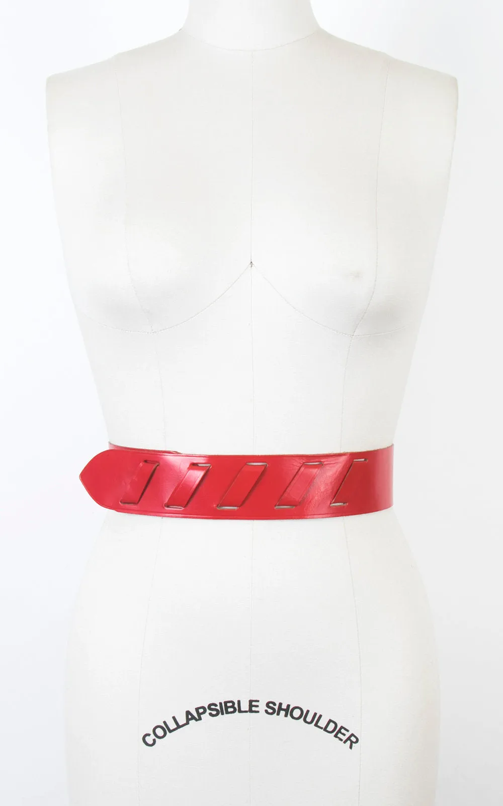 1950s 1960s Red Leather Laced Cinch Belt | small/medium