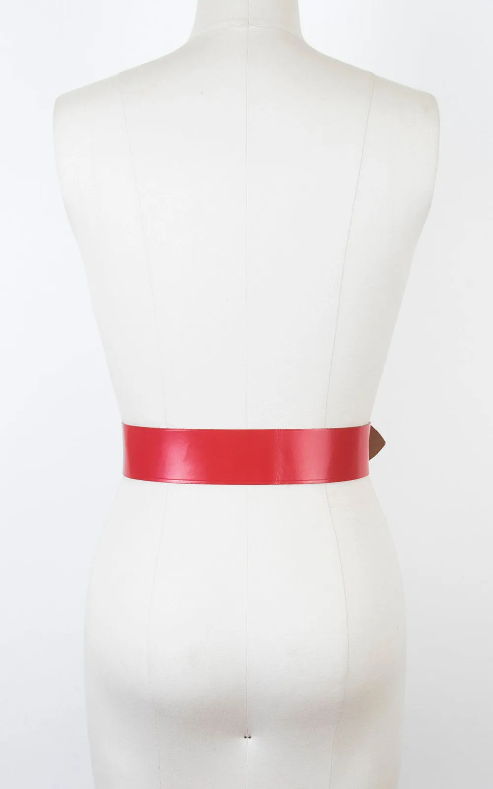 1950s 1960s Red Leather Laced Cinch Belt | small/medium