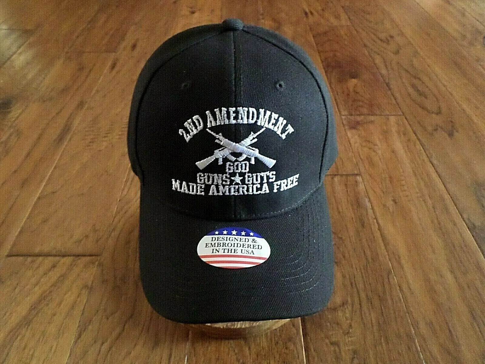 2nd AMENDMENT HAT GOD GUNS GUTS MADE AMERICA FREE CAP EMBROIDERED