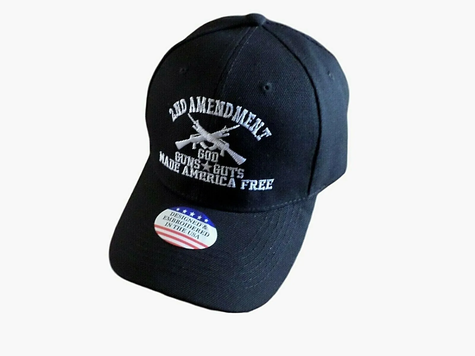 2nd AMENDMENT HAT GOD GUNS GUTS MADE AMERICA FREE CAP EMBROIDERED