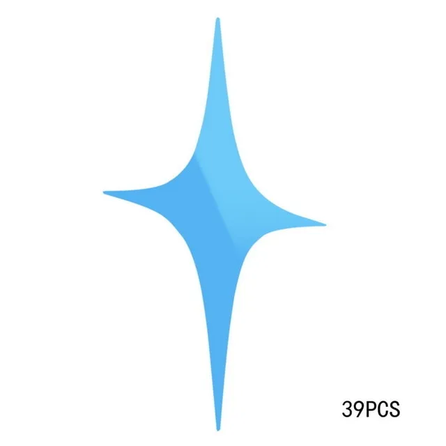 48 Pcs Stars Sky Style Mirror Sticker Wall Ceiling Room Decal Decor Art DIY Golden, Silvery, Blue Stars Wall Stickers