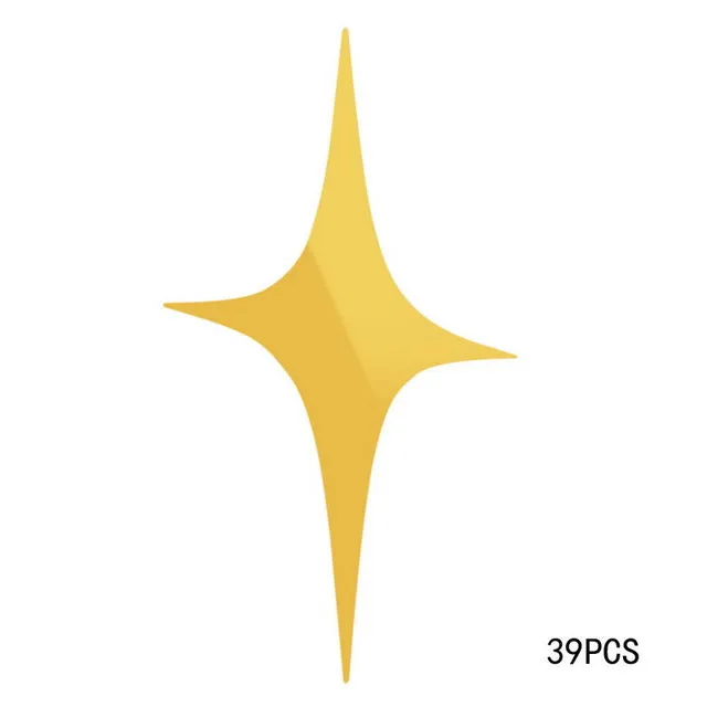 48 Pcs Stars Sky Style Mirror Sticker Wall Ceiling Room Decal Decor Art DIY Golden, Silvery, Blue Stars Wall Stickers
