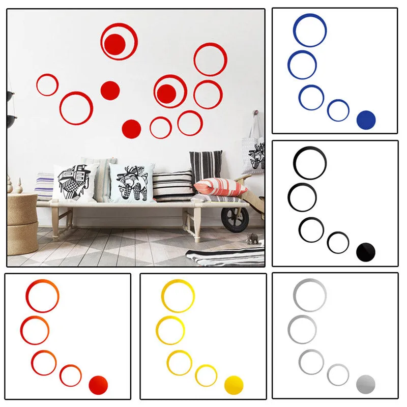5Pcs/set Acrylic Circle Mirror Wall Stickers Removable DIY Wall Decoration Art Decals for Kids Room Home Wall Stickers
