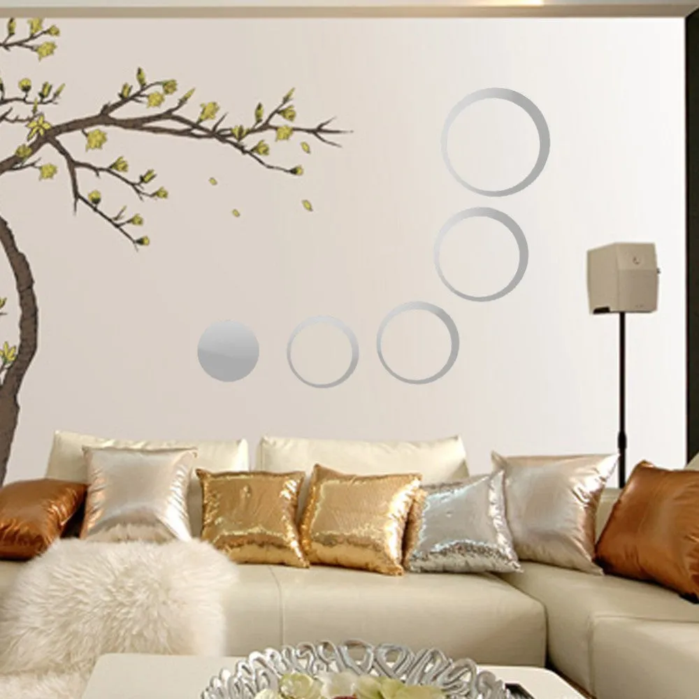 5Pcs/set Acrylic Circle Mirror Wall Stickers Removable DIY Wall Decoration Art Decals for Kids Room Home Wall Stickers