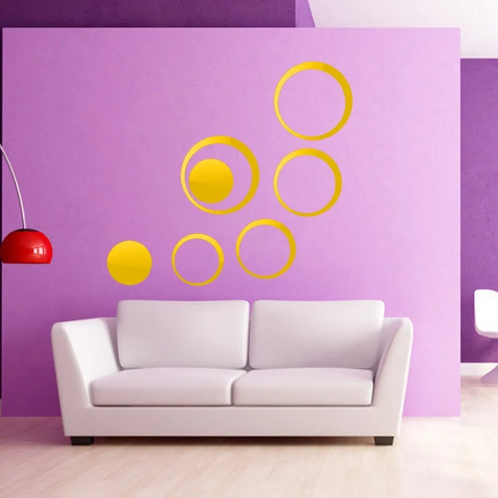 5Pcs/set Acrylic Circle Mirror Wall Stickers Removable DIY Wall Decoration Art Decals for Kids Room Home Wall Stickers