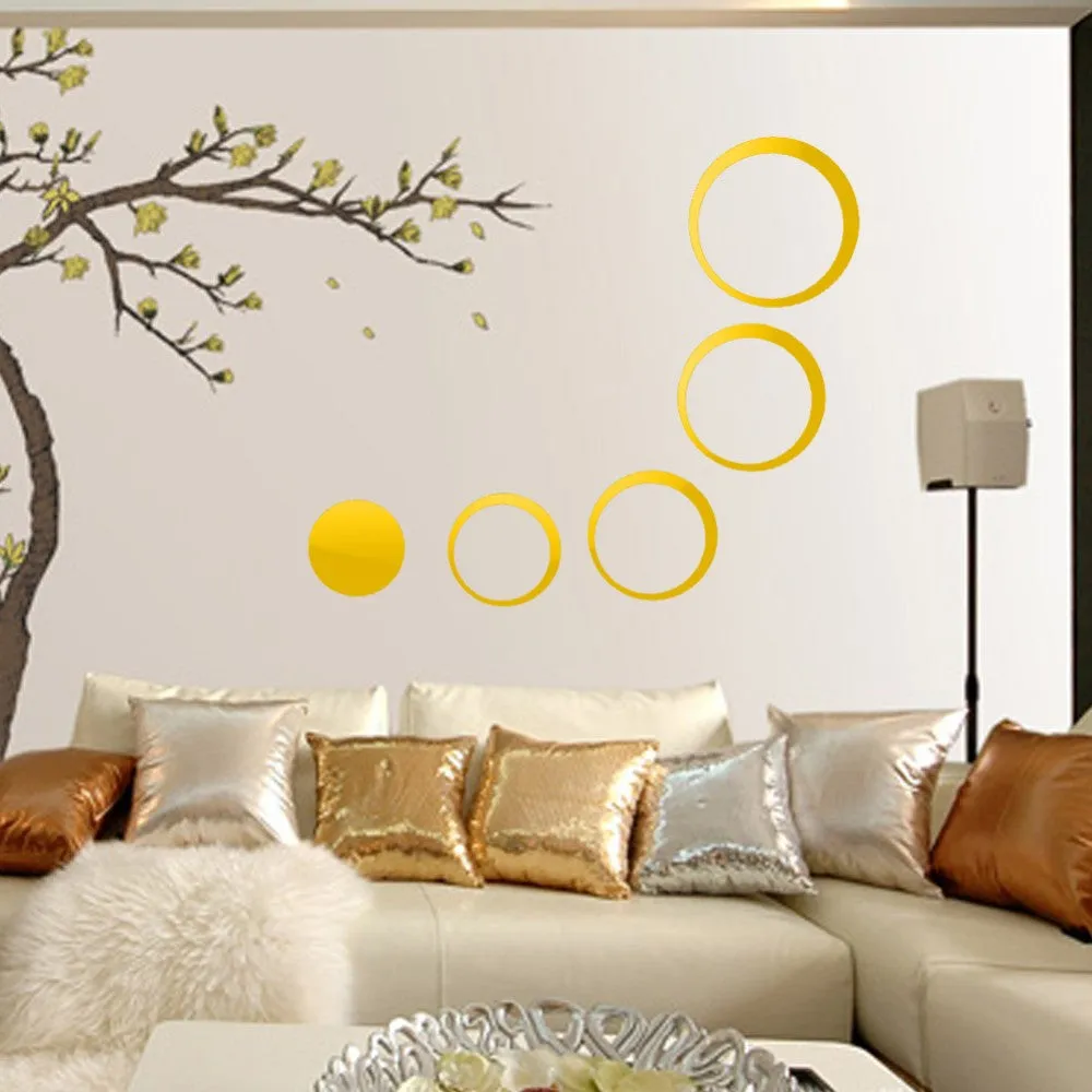 5Pcs/set Acrylic Circle Mirror Wall Stickers Removable DIY Wall Decoration Art Decals for Kids Room Home Wall Stickers