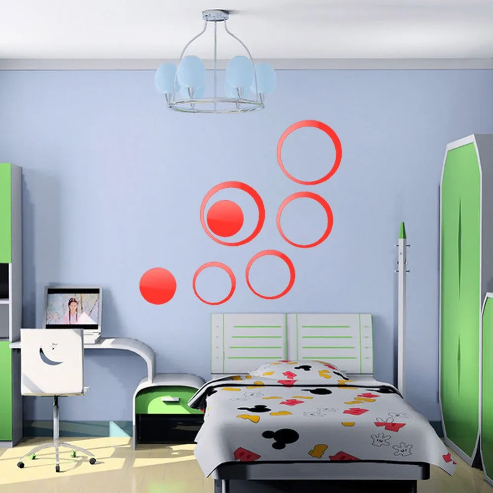 5Pcs/set Acrylic Circle Mirror Wall Stickers Removable DIY Wall Decoration Art Decals for Kids Room Home Wall Stickers