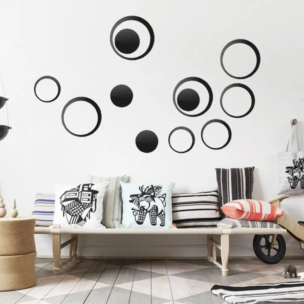 5Pcs/set Acrylic Circle Mirror Wall Stickers Removable DIY Wall Decoration Art Decals for Kids Room Home Wall Stickers