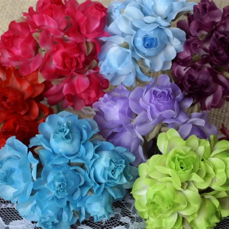 72 Red Silk Semi Bloomed Craft Roses DIY Wedding Bouquet Flowers Decoration