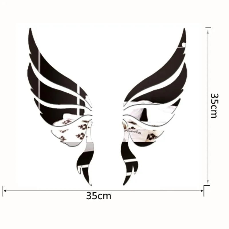 Acrylic Mirror 3D Wall Stickers Angel Wings Wall Sticker Decal DIY Art Home Decoration Stickers for Bedroom Living Room