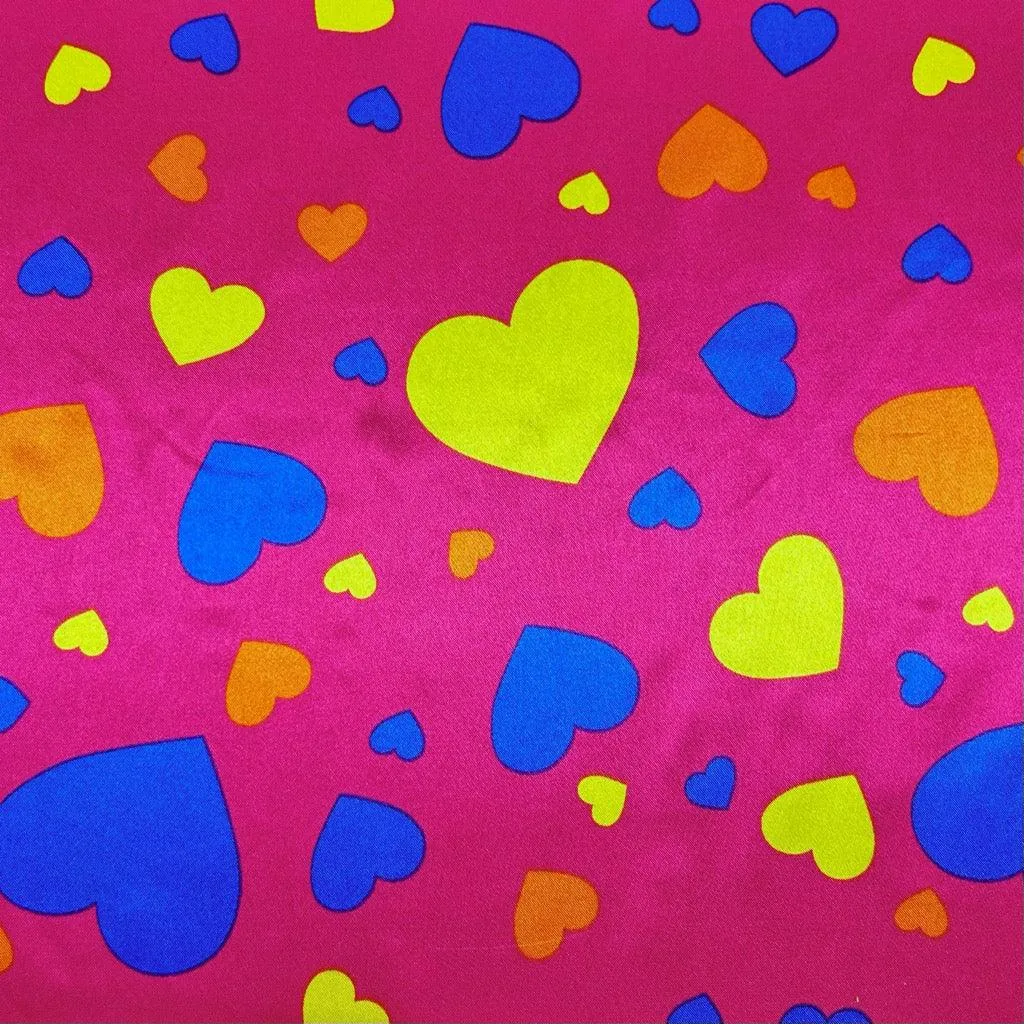 All Over Hearts Satin Fabric