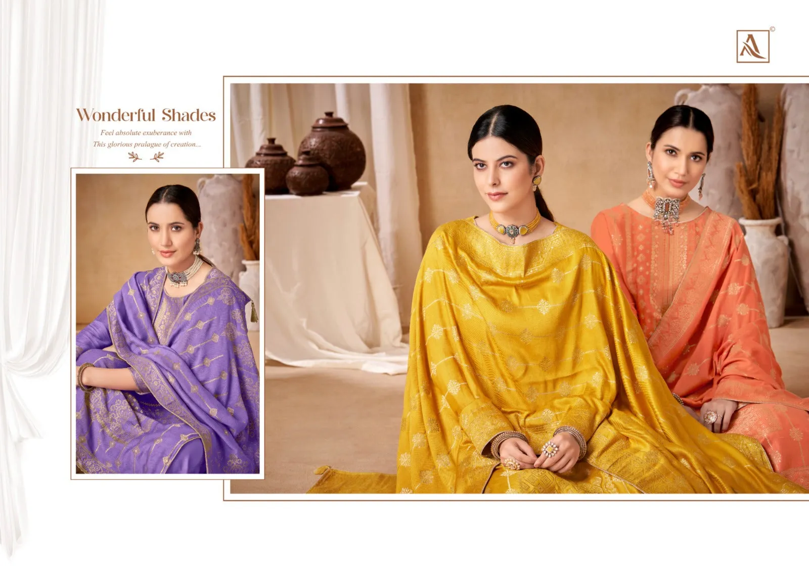 Alok Suits Morpankh Viscose Woolen Pashmina Jacquard With Heavy Hand Work Designer Suit