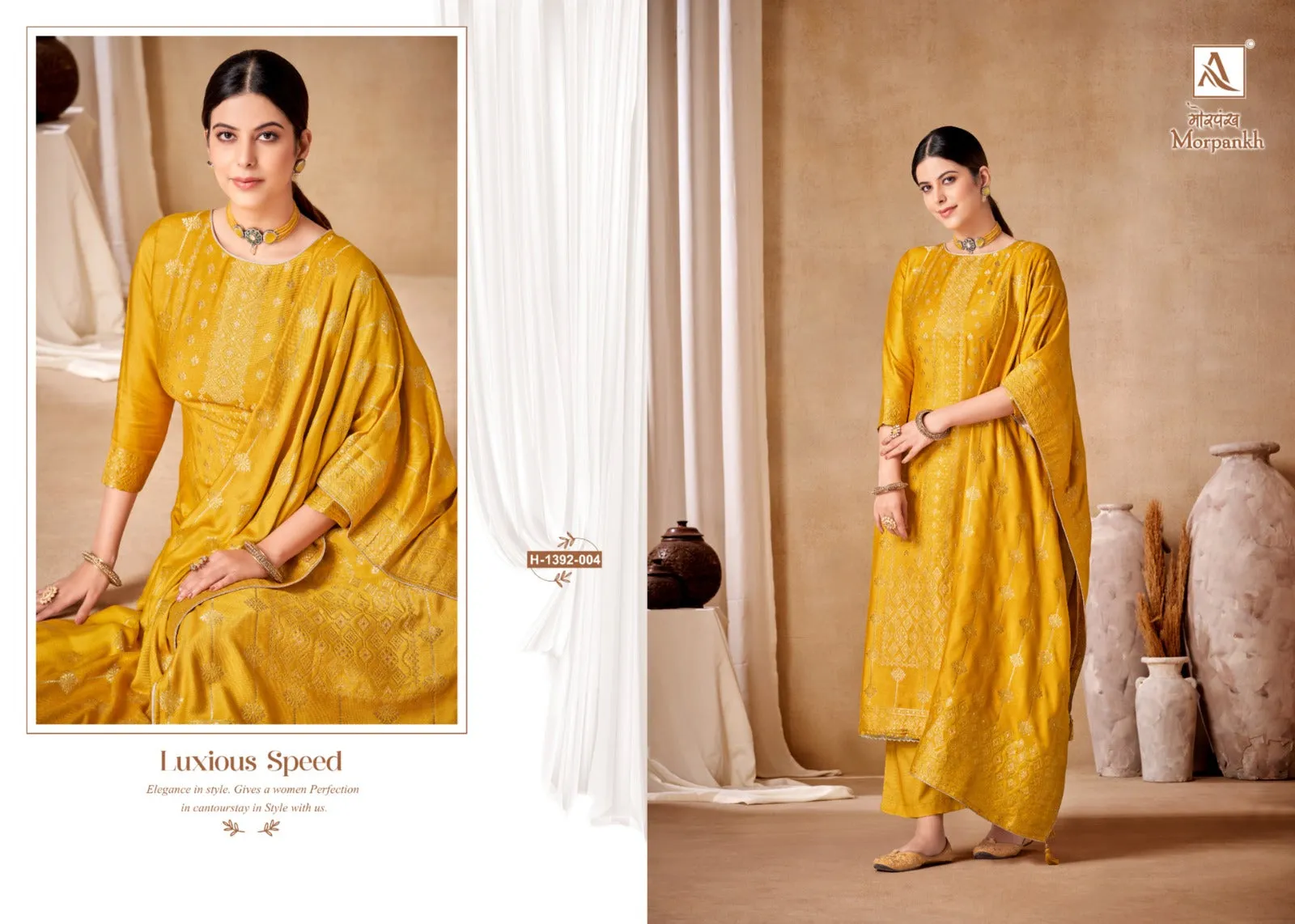 Alok Suits Morpankh Viscose Woolen Pashmina Jacquard With Heavy Hand Work Designer Suit