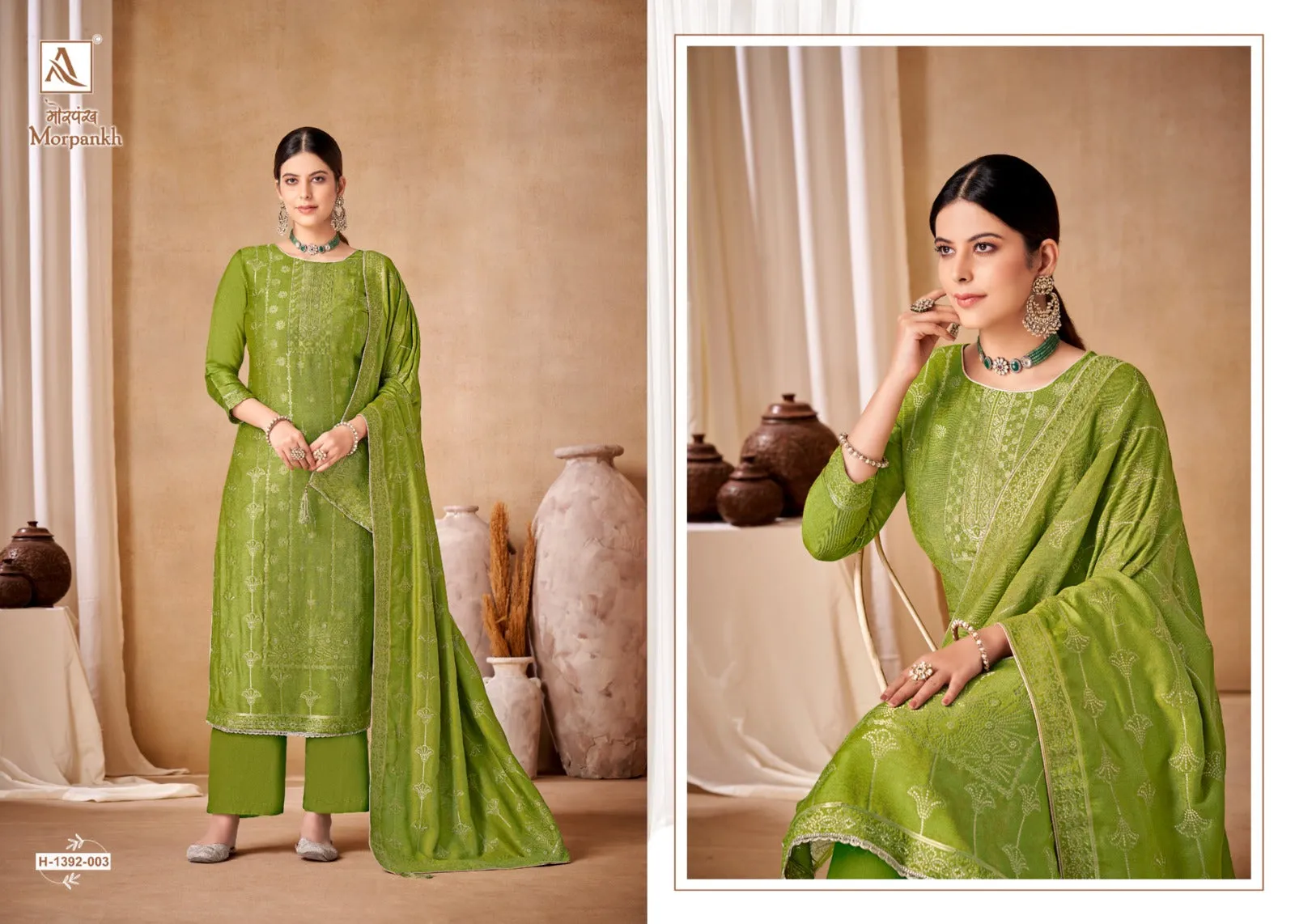 Alok Suits Morpankh Viscose Woolen Pashmina Jacquard With Heavy Hand Work Designer Suit