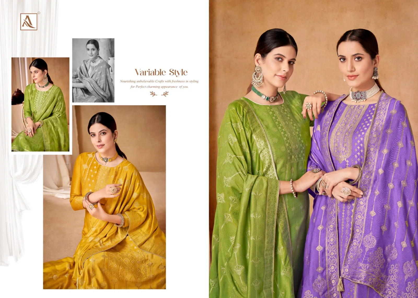Alok Suits Morpankh Viscose Woolen Pashmina Jacquard With Heavy Hand Work Designer Suit