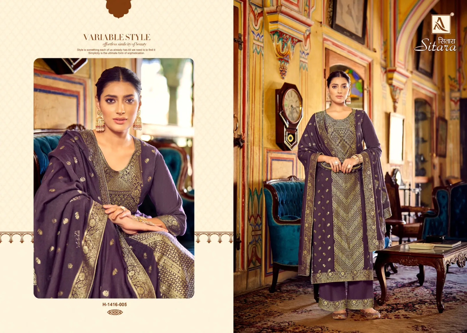 Alok Suits Pure Viscose Pashmina Sitara (1295x06)