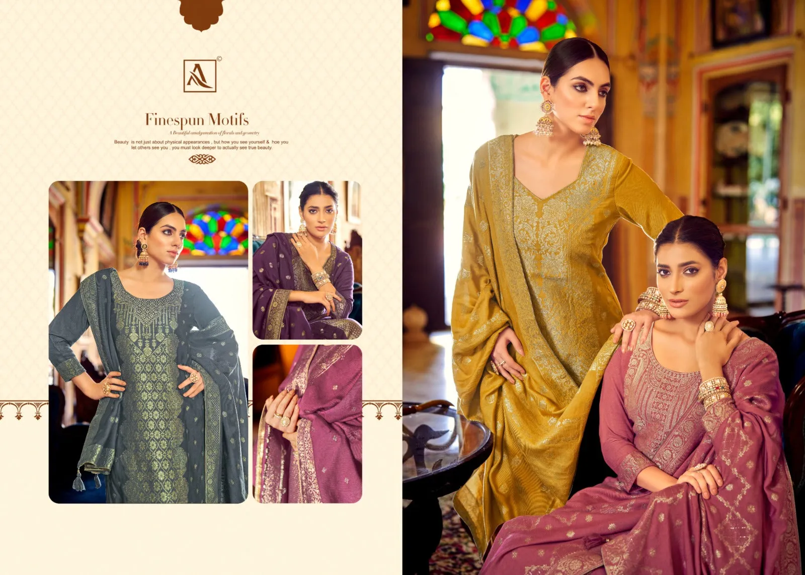 Alok Suits Pure Viscose Pashmina Sitara (1295x06)