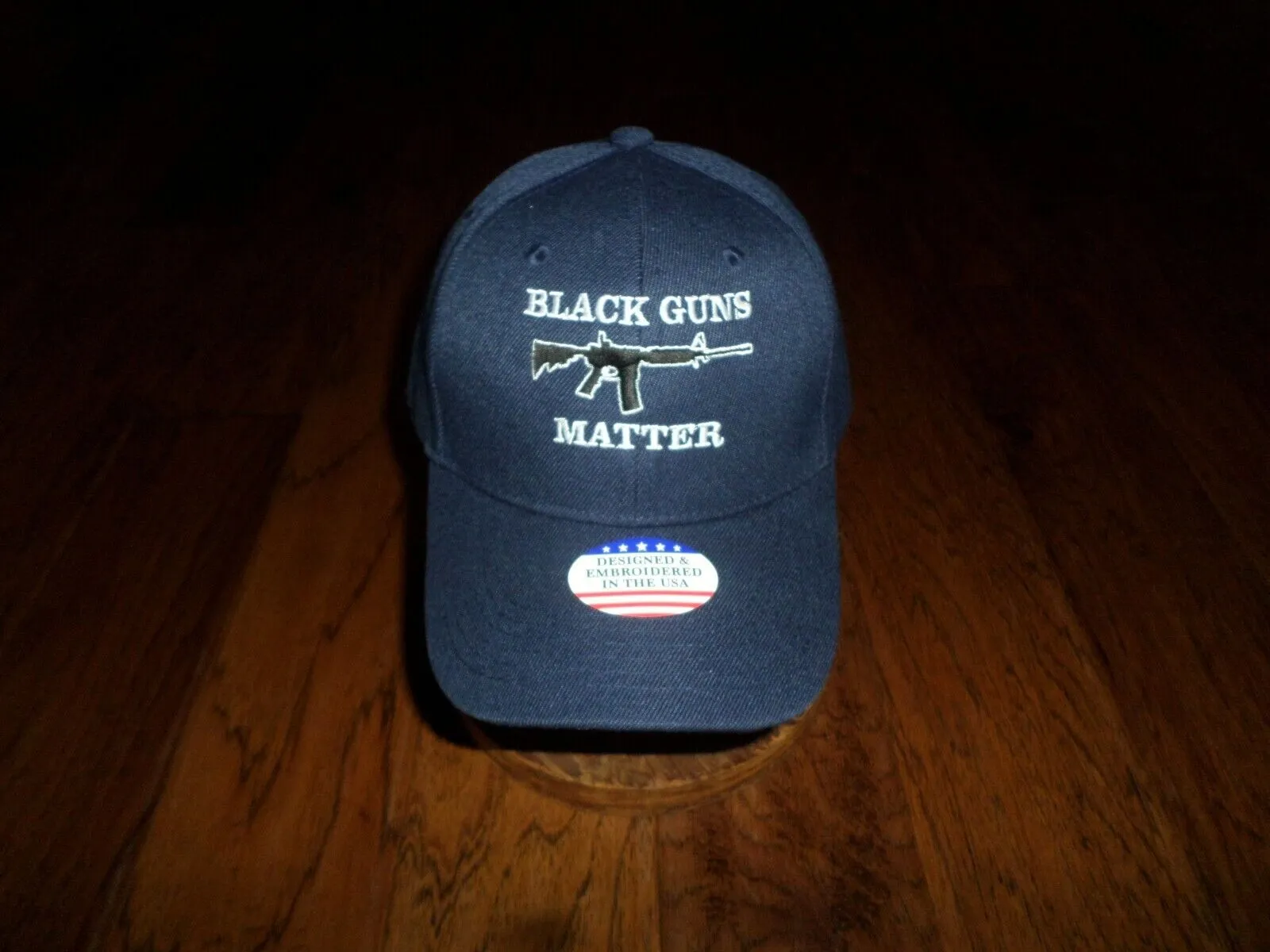 BLACK GUNS MATTER 6 PANEL CAP EMBROIDERED HAT 2nd AMENDMENT NAVY BLUE