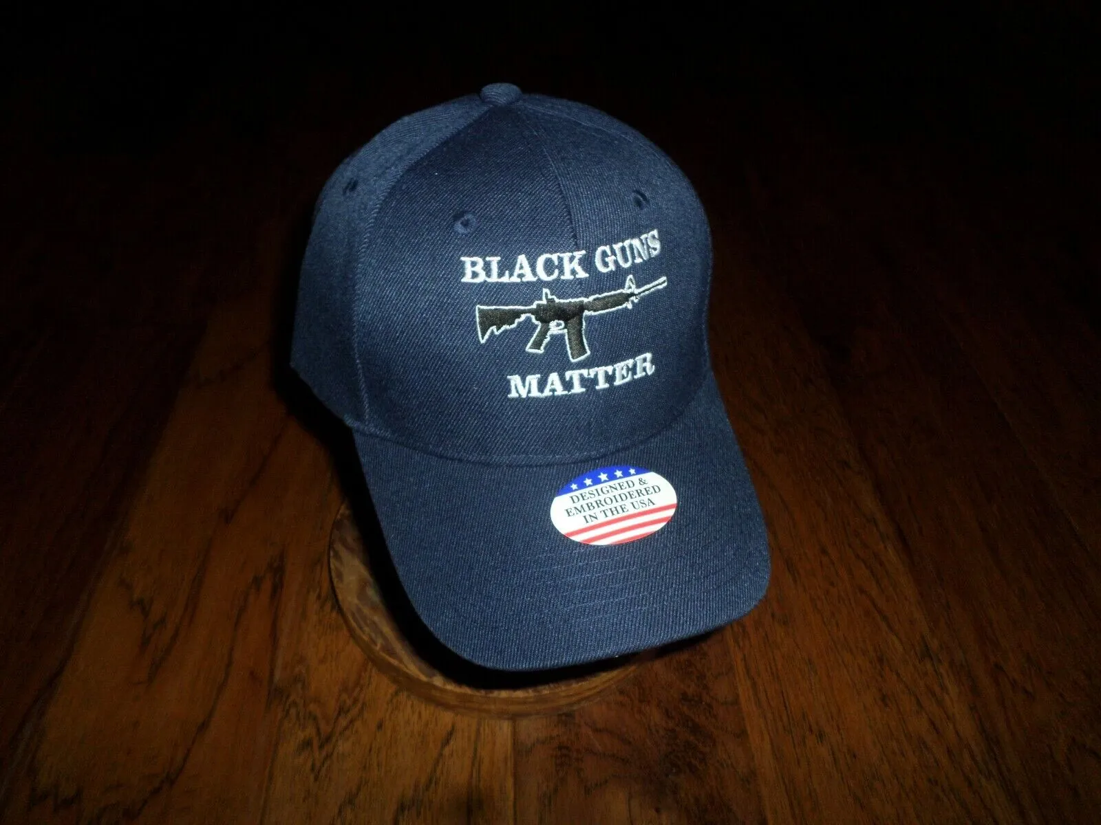 BLACK GUNS MATTER 6 PANEL CAP EMBROIDERED HAT 2nd AMENDMENT NAVY BLUE