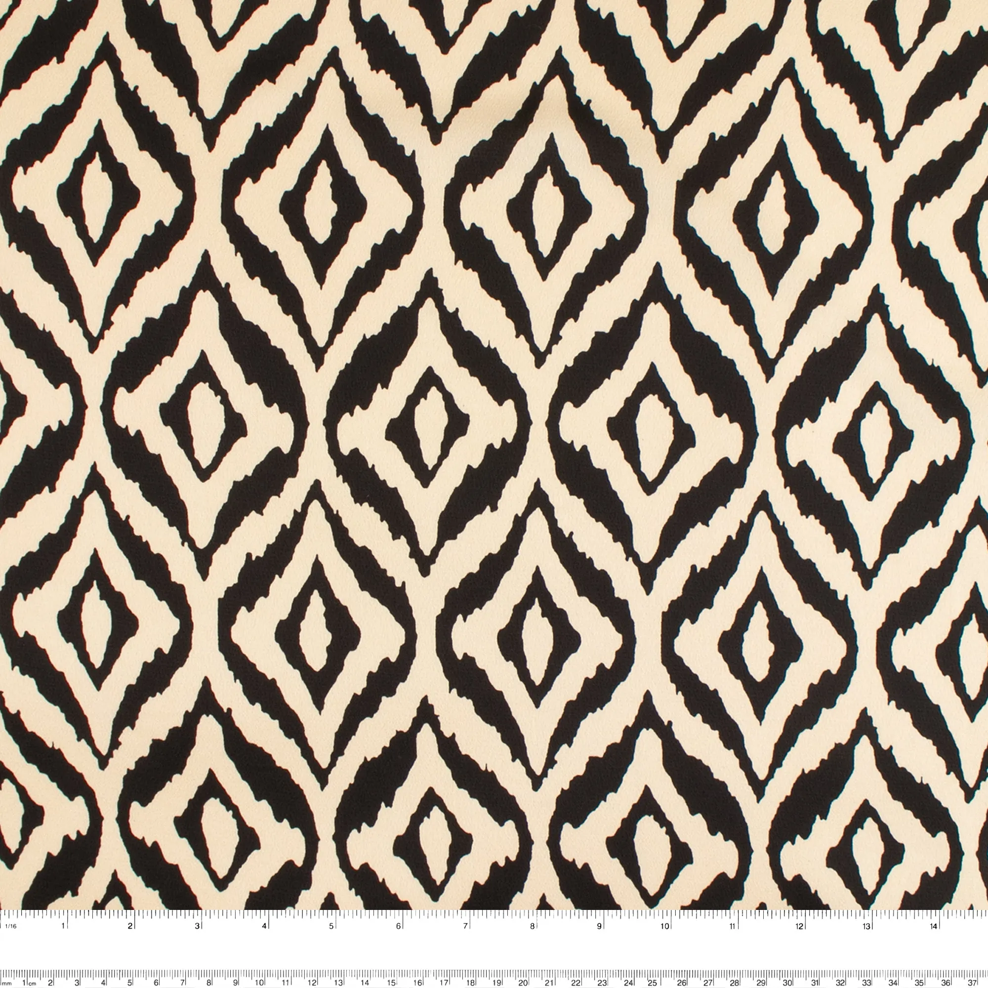 BUBBLE SHINE Printed Polyester - Ikat - Black