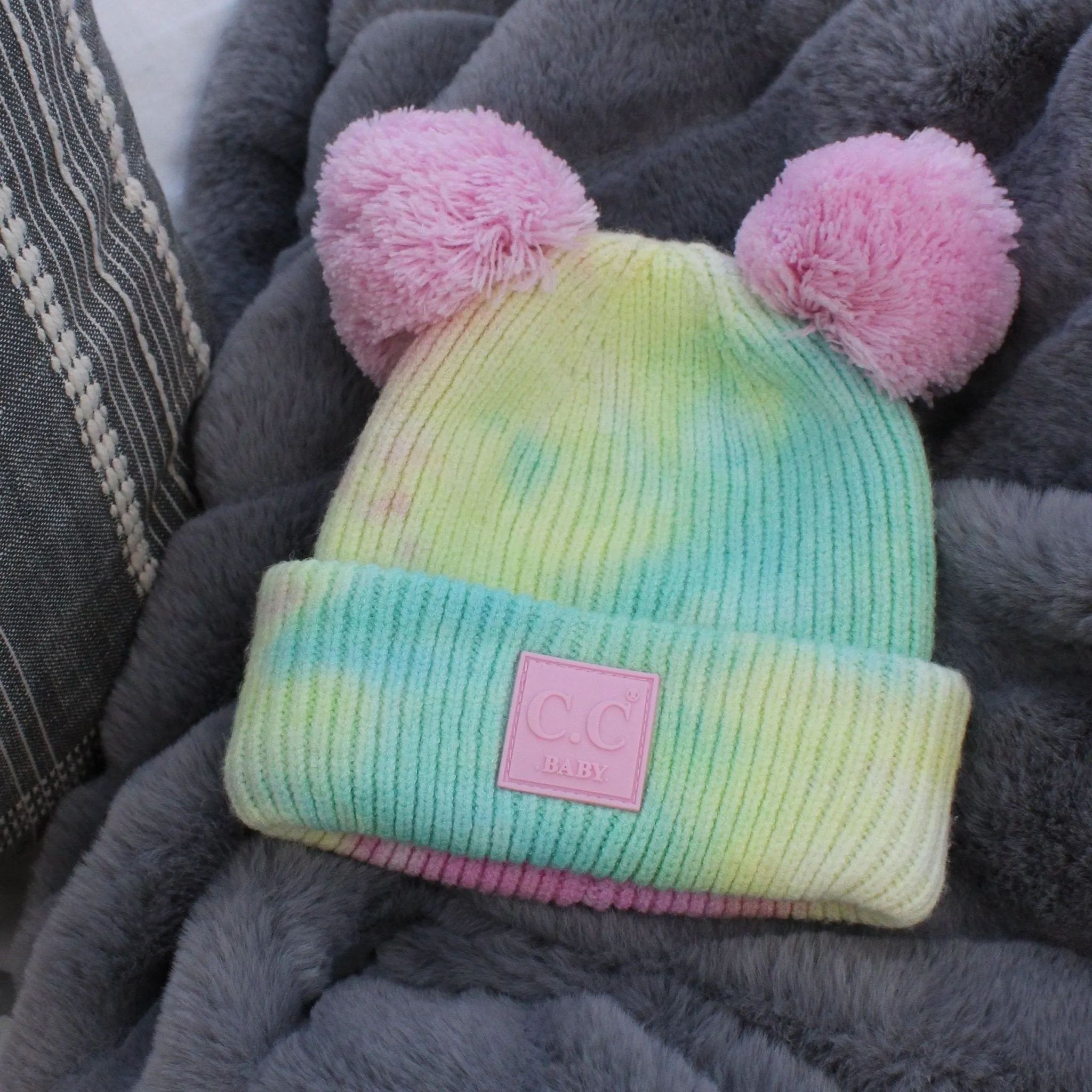 CC Kids Pom Pom Tie-Dye Beanies Hats