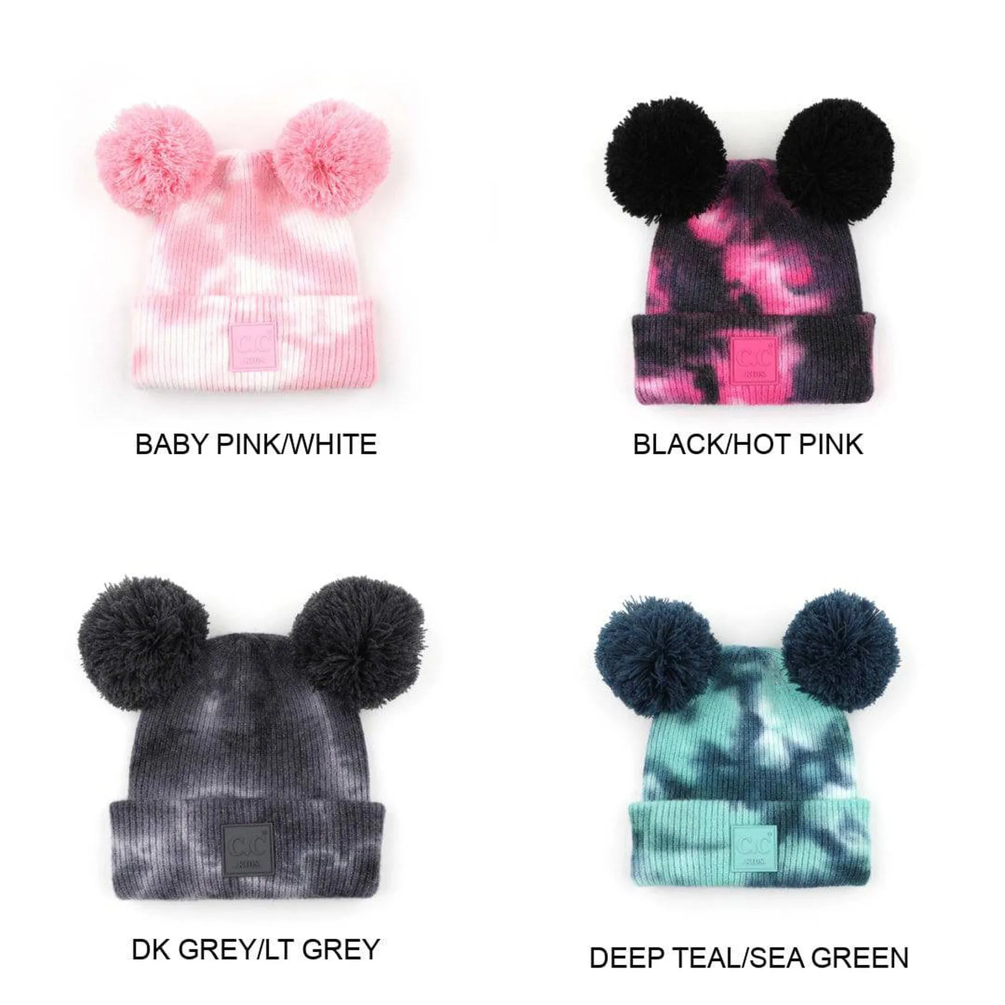 CC Kids Pom Pom Tie-Dye Beanies Hats