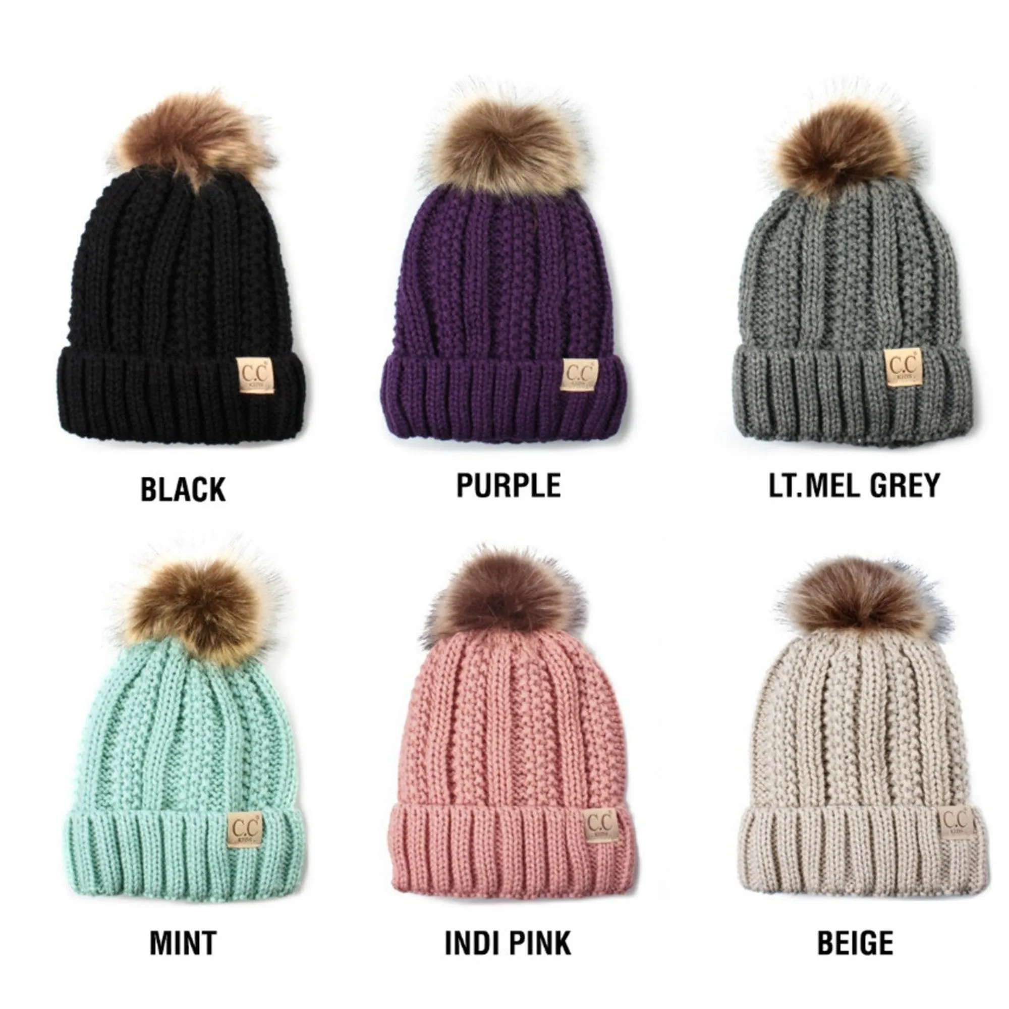 CC Kids Trending Pom Lined Beanies Hats