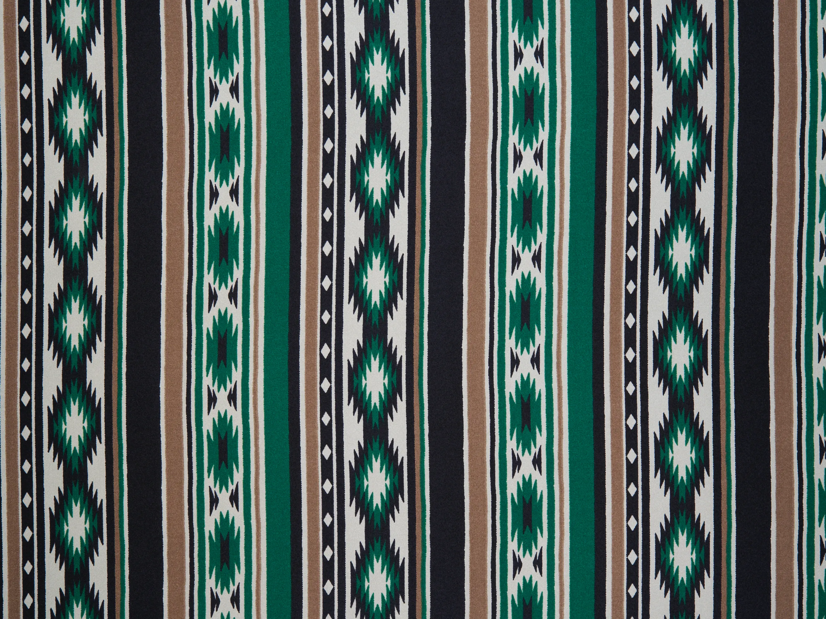 Charmeuse satin fabric by the yard - Black green Tribal   print - USA made