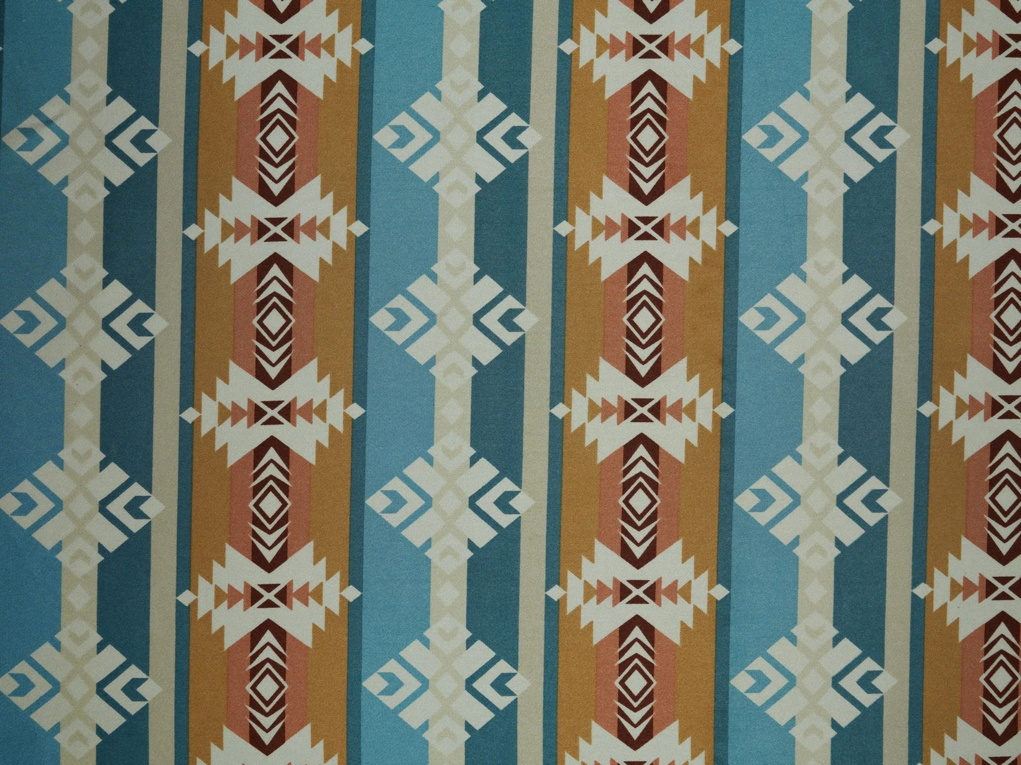 Charmeuse satin fabric by the yard -  Boho Tribal  print