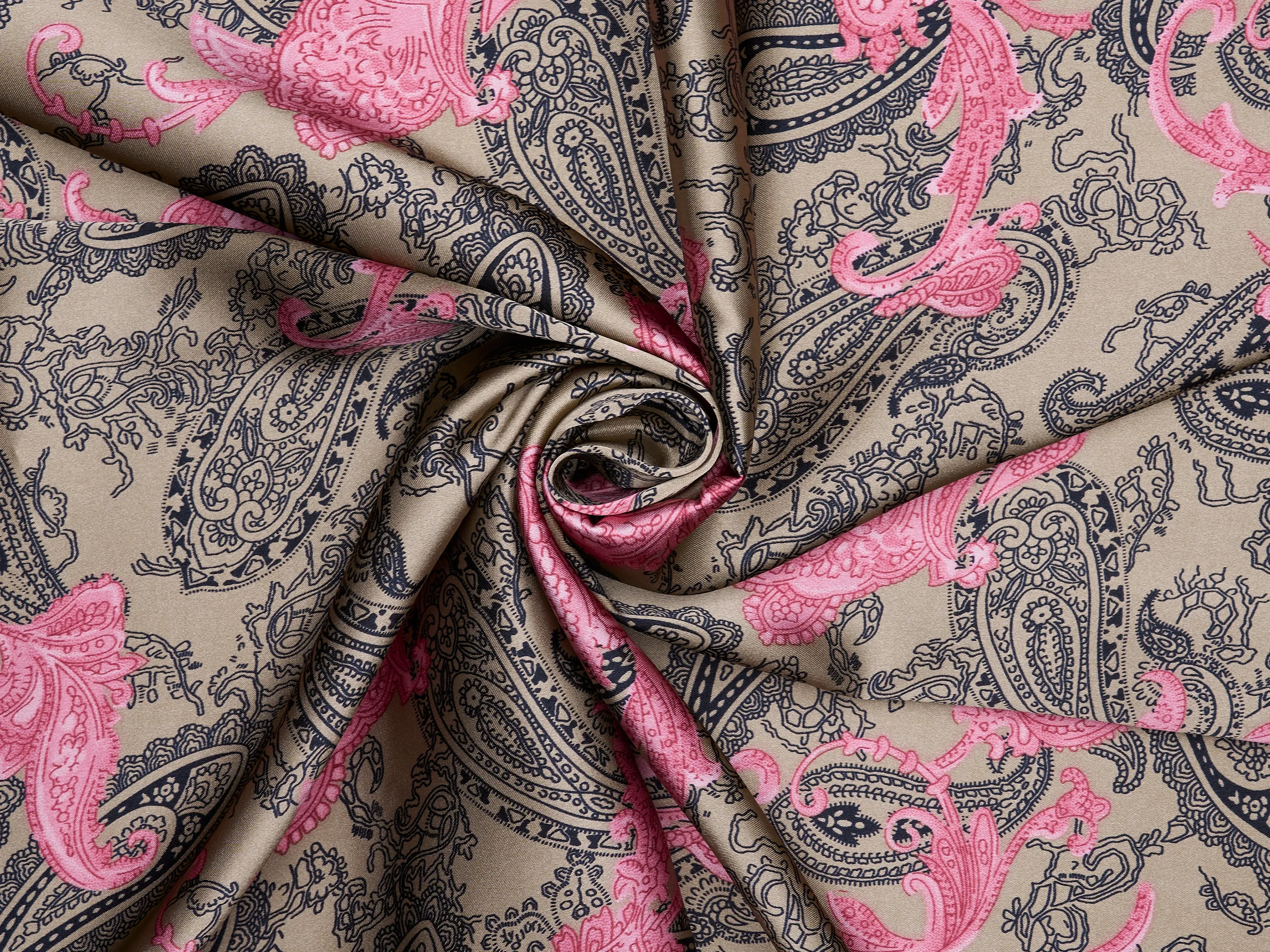Charmeuse satin fabric by the yard -  Old country paisley print