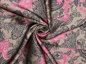 Charmeuse satin fabric by the yard -  Old country paisley print