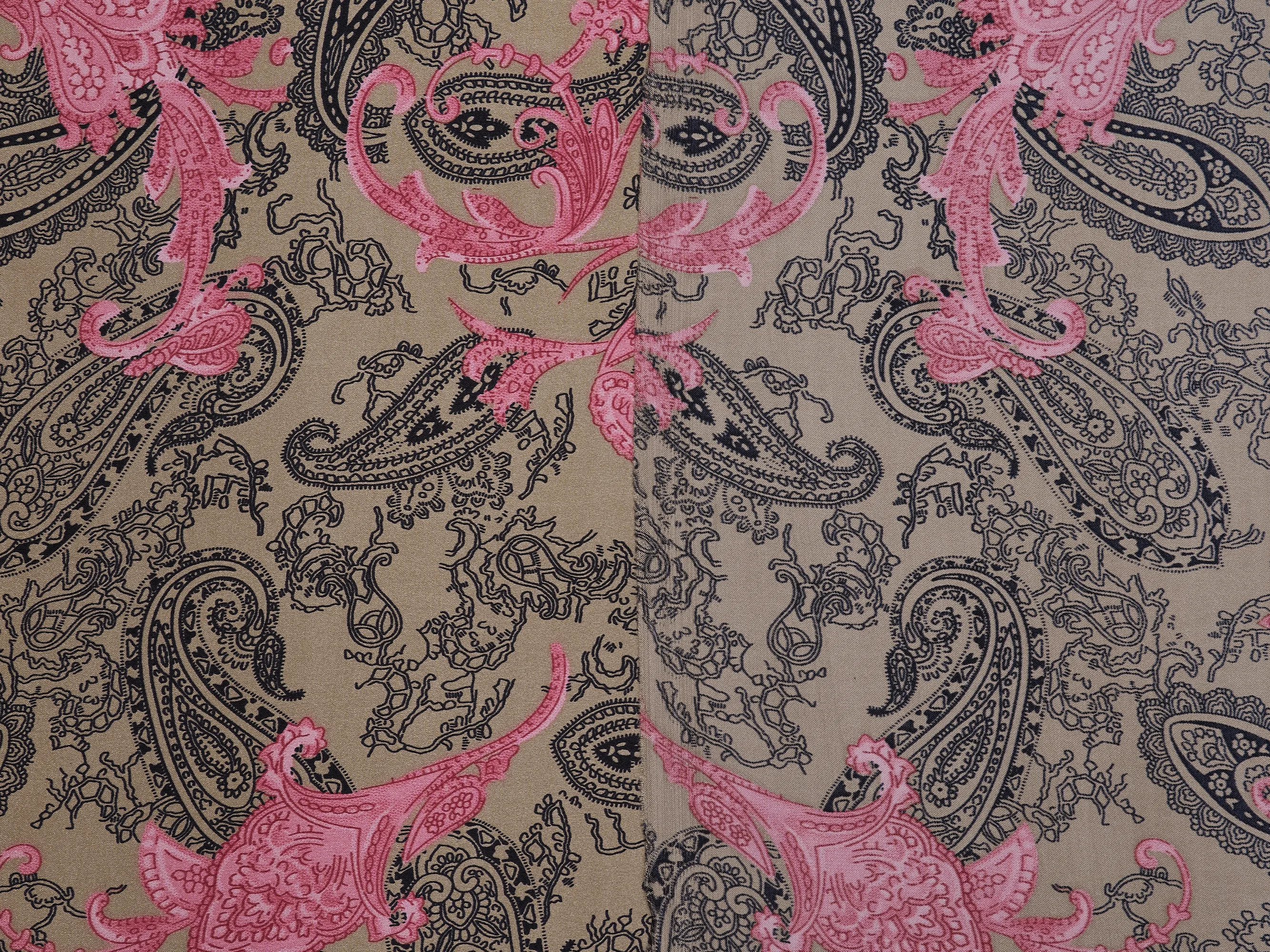Charmeuse satin fabric by the yard -  Old country paisley print