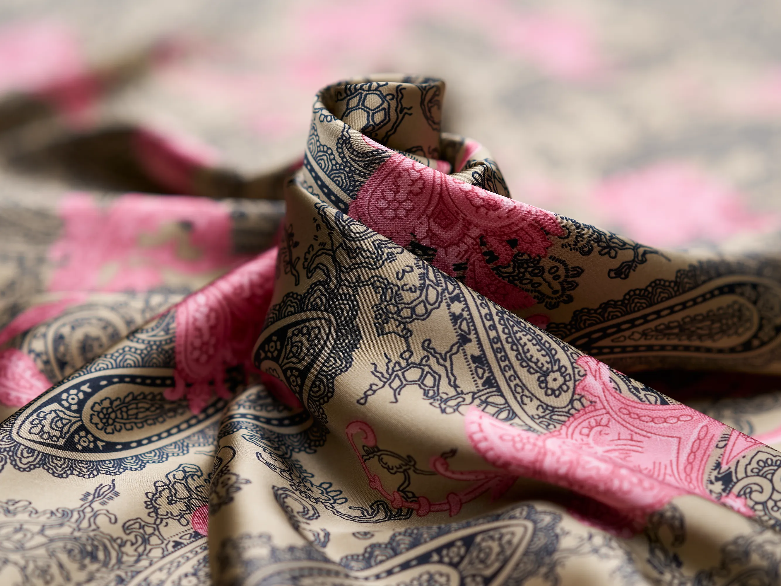 Charmeuse satin fabric by the yard -  Old country paisley print