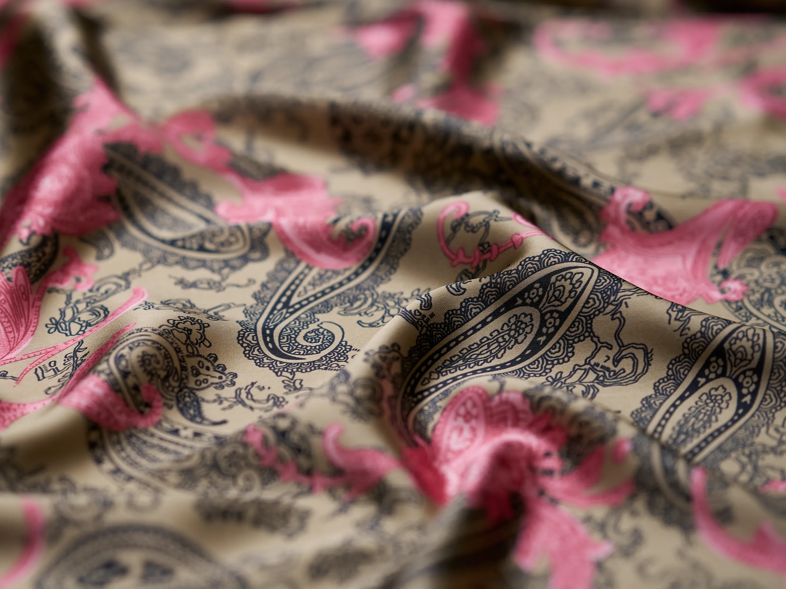 Charmeuse satin fabric by the yard -  Old country paisley print