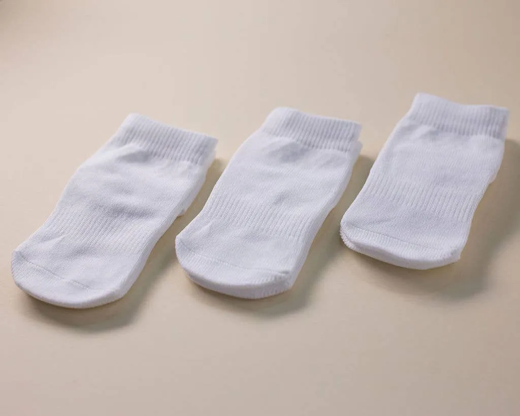Cleary - White Non-Slip Silicone Grip Baby, Kids Ankle Socks