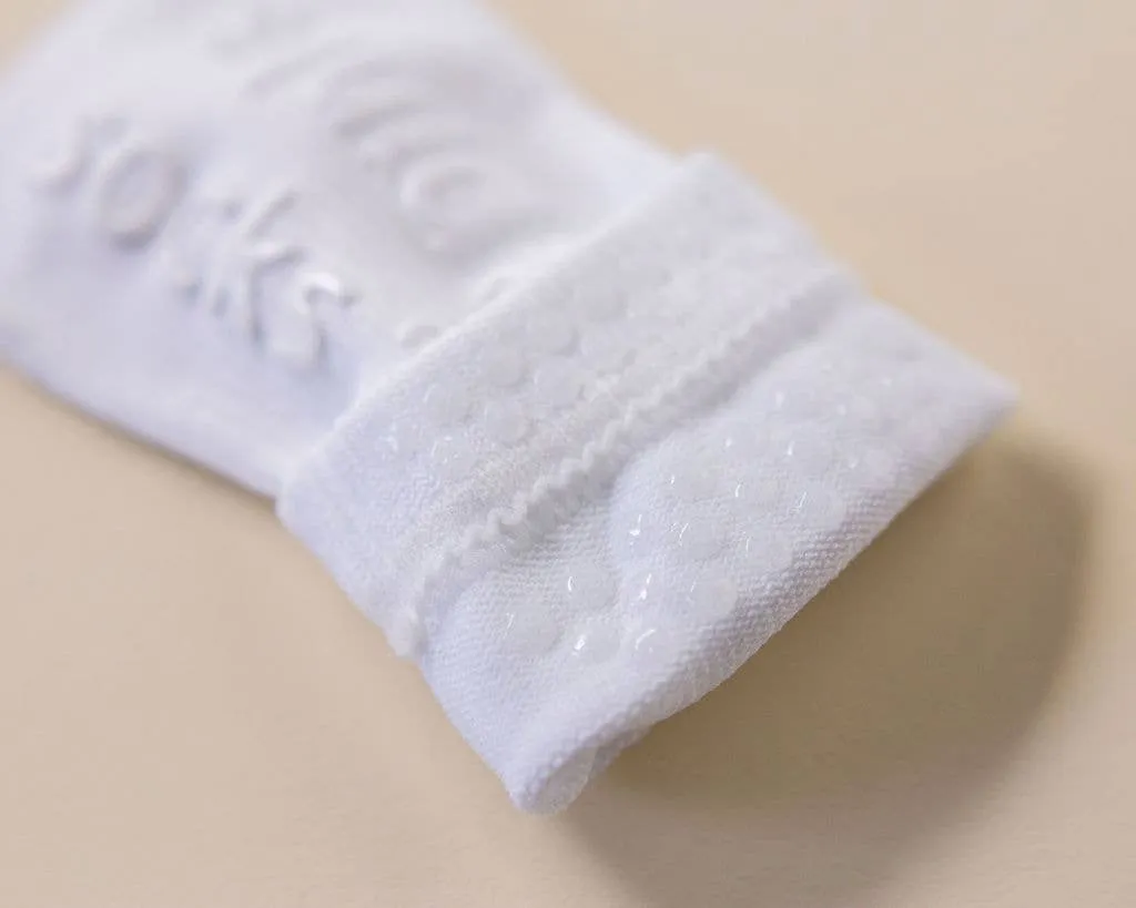 Cleary - White Non-Slip Silicone Grip Baby, Kids Ankle Socks