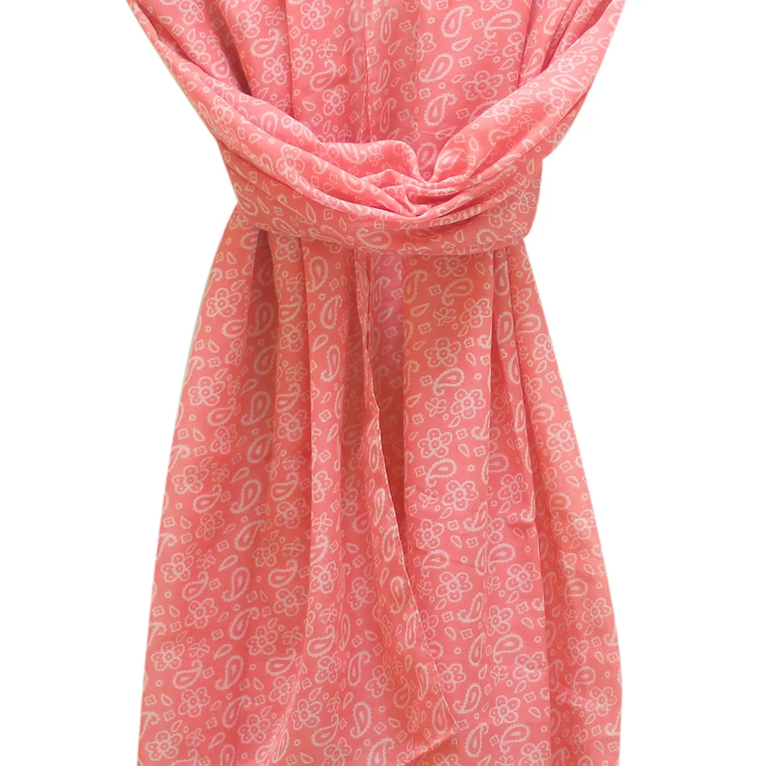 CONTEMPORARY PAISLEY PRINTED ORANGE & WHITE POLY-COTTON  SCARF