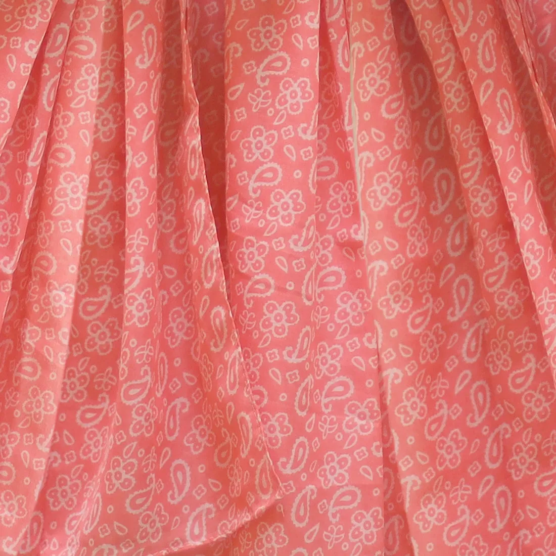 CONTEMPORARY PAISLEY PRINTED ORANGE & WHITE POLY-COTTON  SCARF