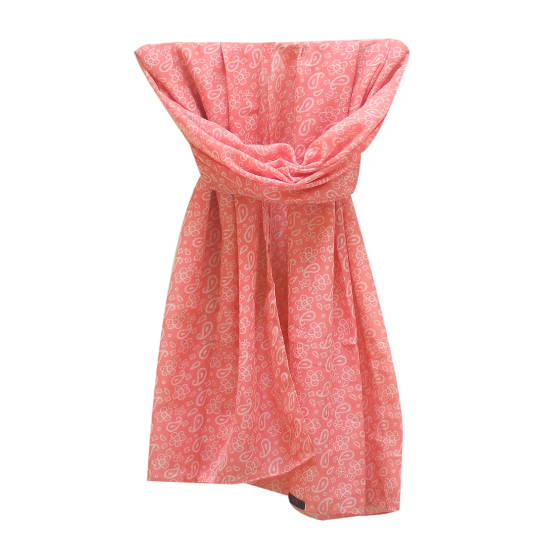CONTEMPORARY PAISLEY PRINTED ORANGE & WHITE POLY-COTTON  SCARF