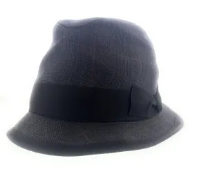 Dolce & Gabbana Men’s Grey Pure Cotton Plaid Bucket Hat with Bow Band-Adult M