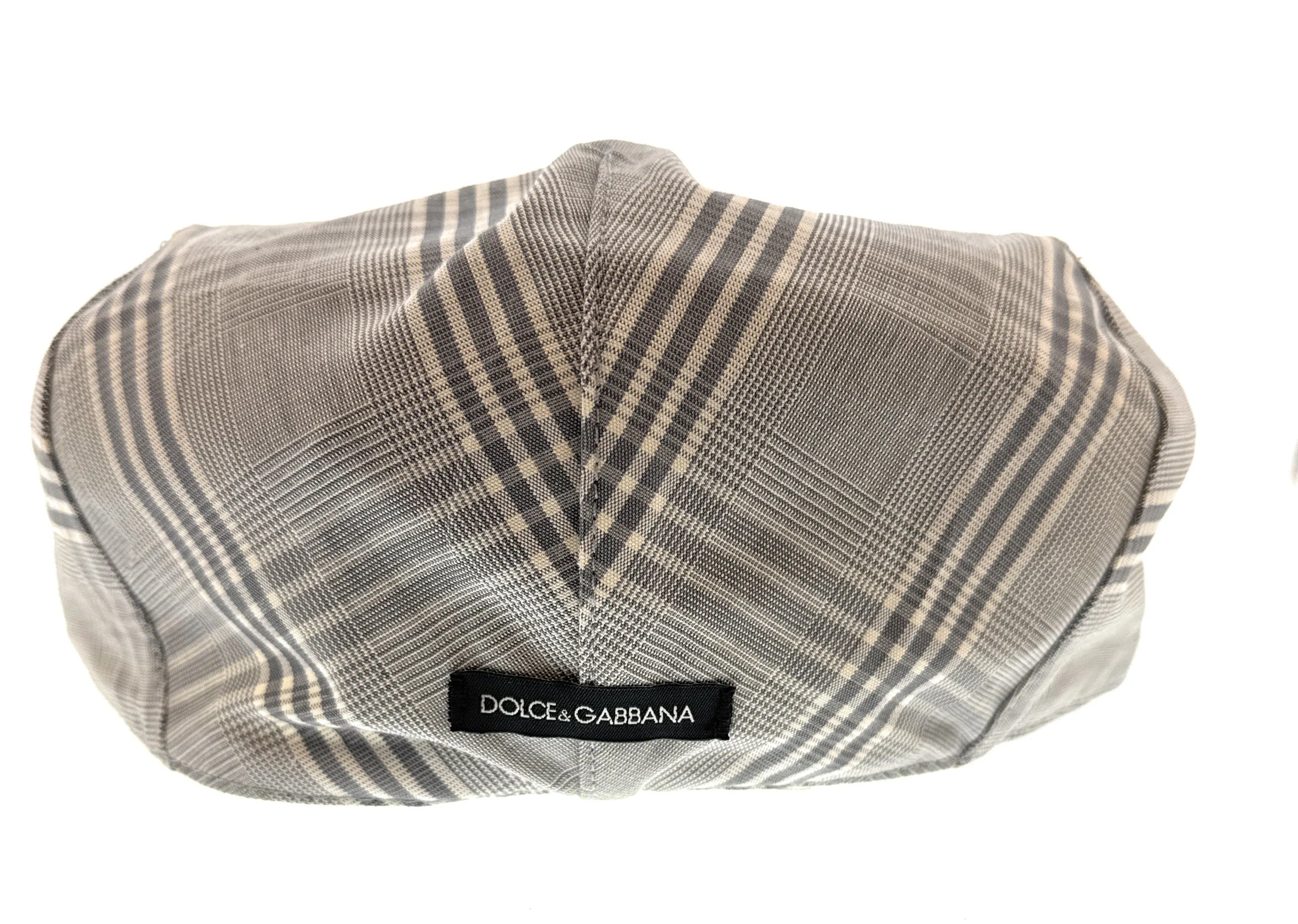 Dolce & Gabbana Men’s Light Grey Large Plaid Flat Cap -Adult L