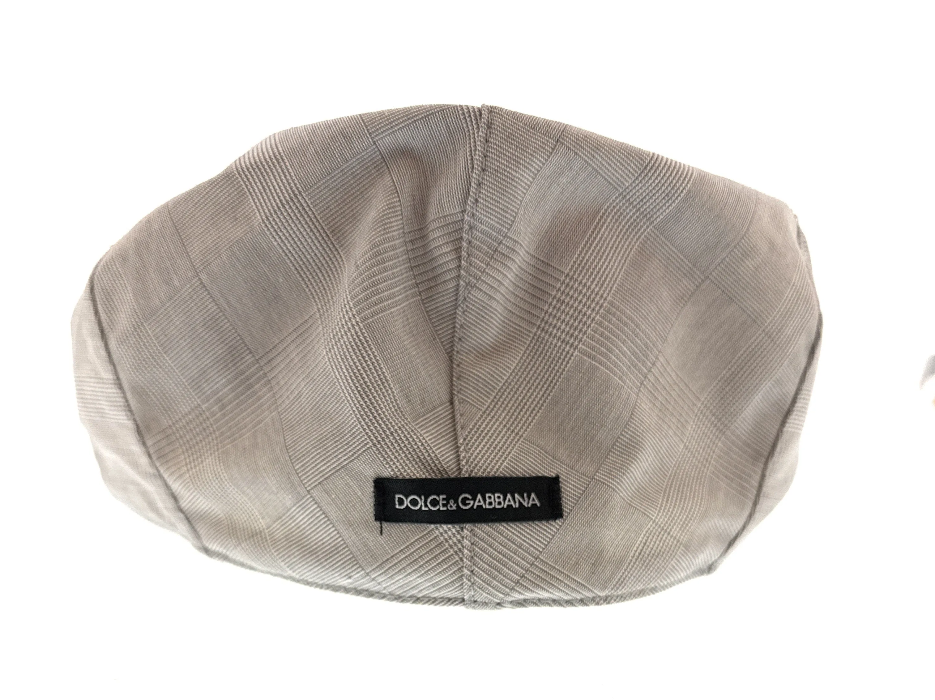 Dolce & Gabbana Men’s Light Grey Plaid Flat Cap -Adult M