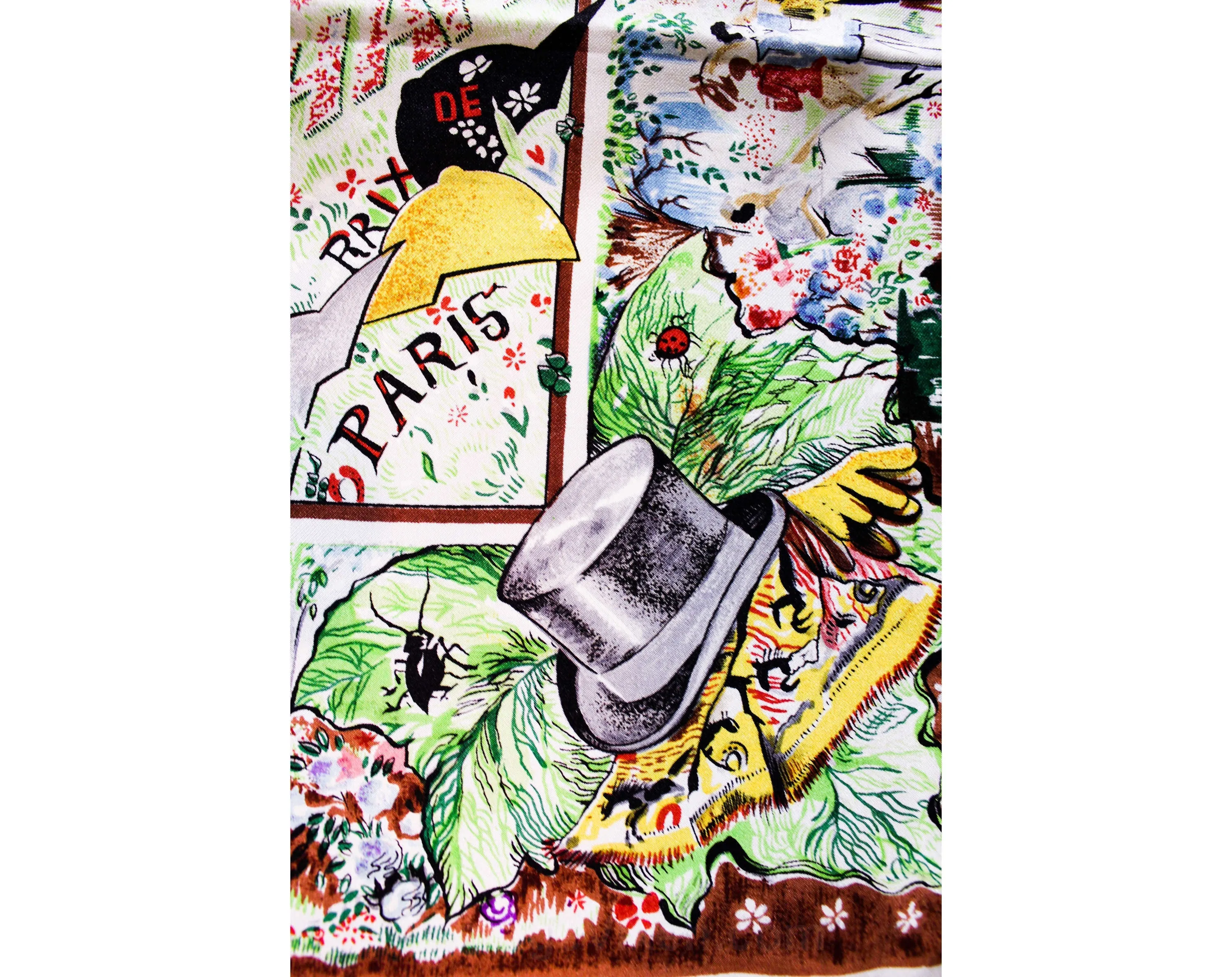 Horse Racing Silk Scarf - Bianchini Ferier Paris - Rare Design for George V Hotel - Jockey's Colors Eiffel Tower - High Stakes At The Races
