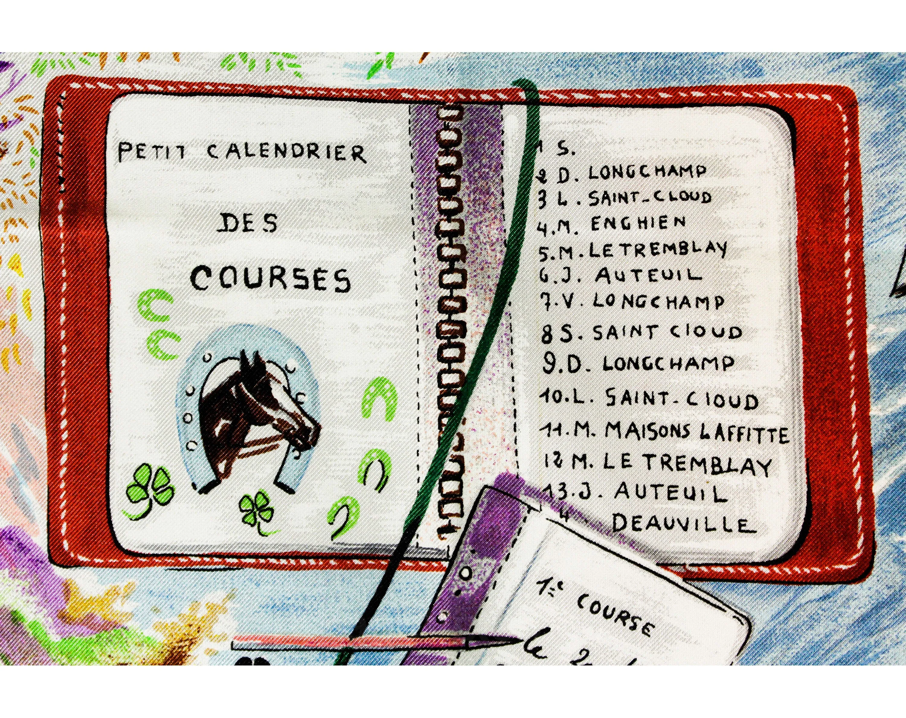 Horse Racing Silk Scarf - Bianchini Ferier Paris - Rare Design for George V Hotel - Jockey's Colors Eiffel Tower - High Stakes At The Races