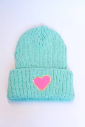 Kids Hat | Azure & Pink Heart Beanie | XOXO by Magpies