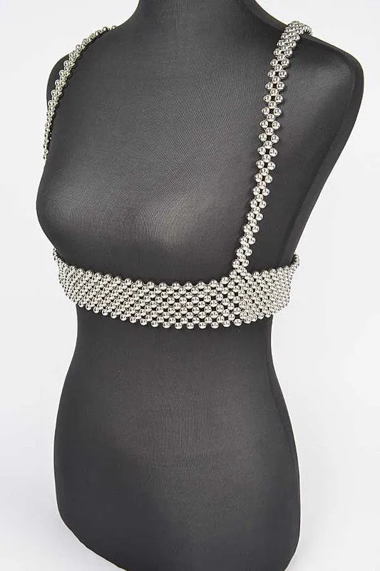 Metallic Beaded Harness Belt