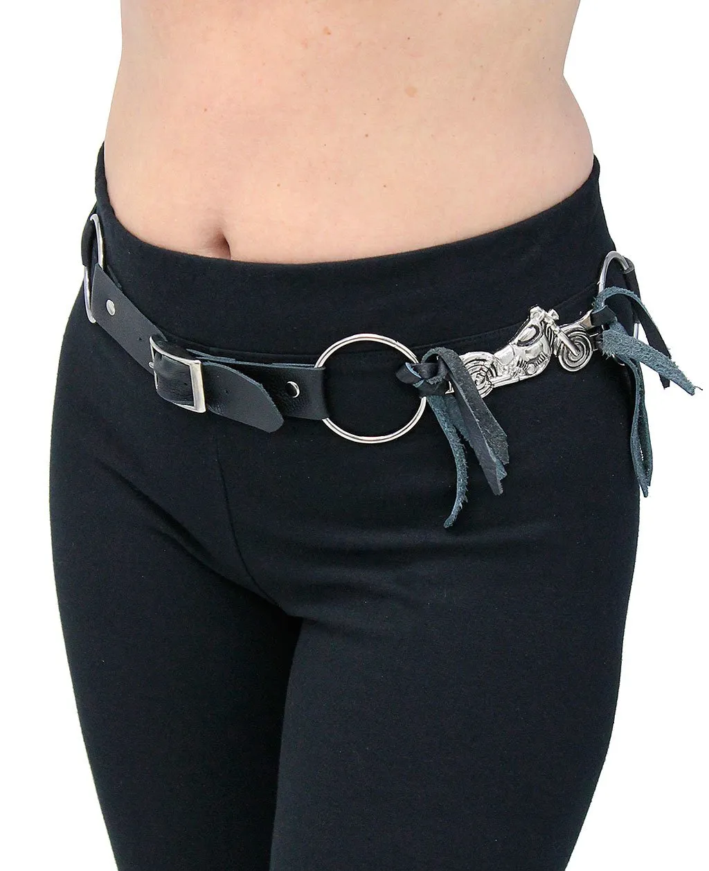 Motorcycle Ring Belt with Adjustable Leather #BT2208RBIK