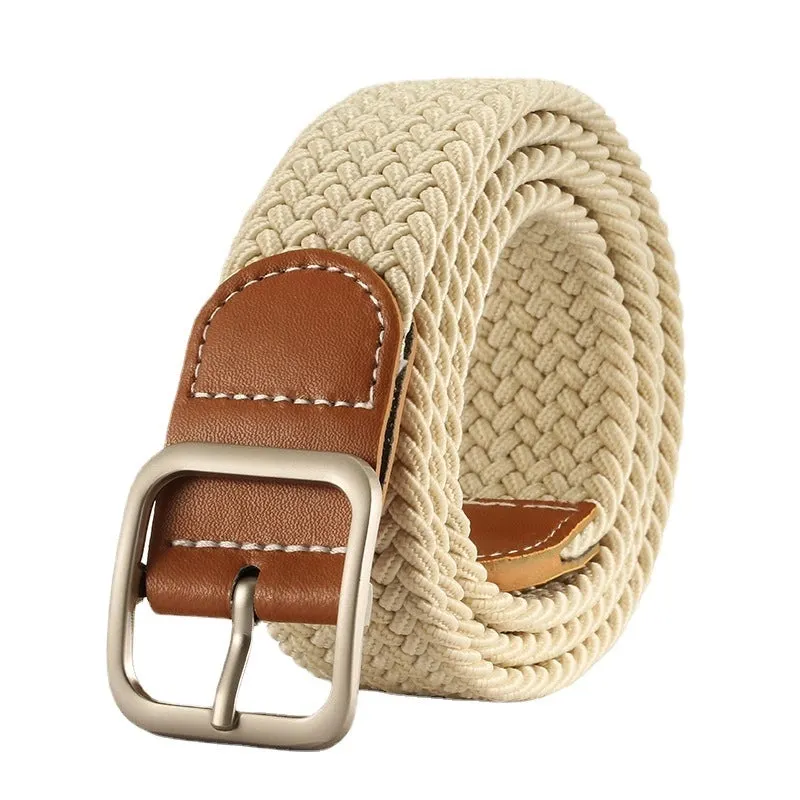 Network Explosions Square Buckle Non-perforated Women's Canvas Belt Men's Casual Elastic Pin Buckle Belt Wholesale